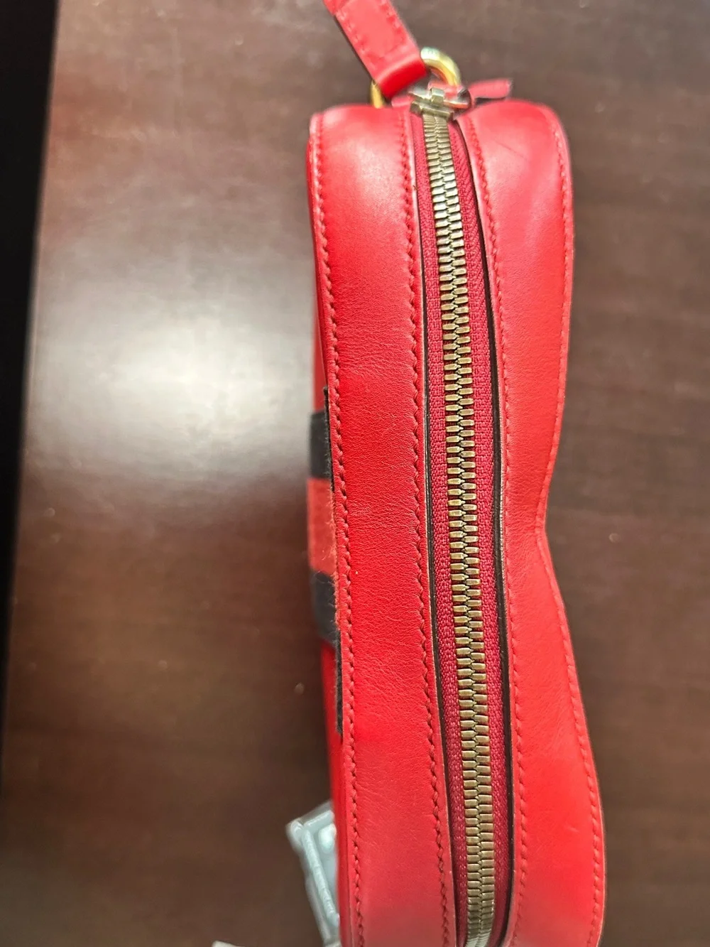 Gucci Webby Bee Red Leather Web Stripe Shoulder Crossbody Bag Authentic